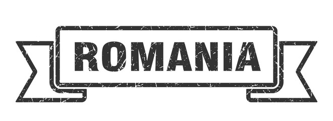 Romania ribbon. Black Romania grunge band sign