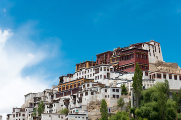 Obraz premium Ladakh, India - Jun 27 2019 - Thikse Monastery (Thikse Gompa) in Ladakh, Jammu and Kashmir, India. The Monastery was originally built in 15th century and is the largest gompa in central Ladakh.