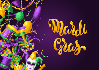 Mardi Gras party greeting or invitation card. © incomible