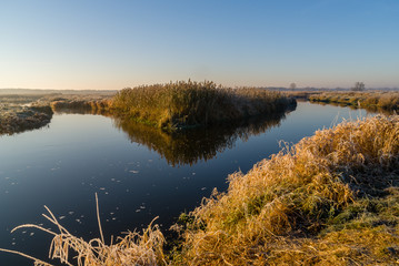 Mgły i szron o poranku, Rzeka Narew, Narwiański Park Narodowy, Podlasie, Polska © podlaski49