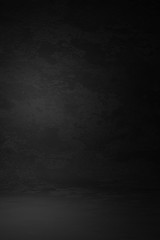 Dark black vintage texture wall scratch blurred stain background. Marble design photo studio portrait backdrop, banner website soft light. 3D rendering