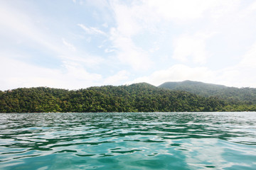 Beautiful landscape of tropical island with blue sea and mountain beach in Thailand