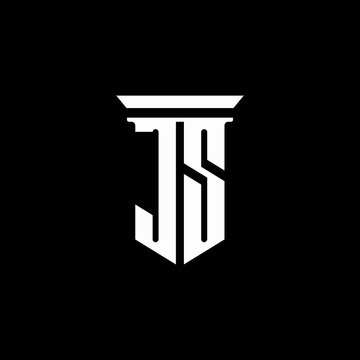 JS monogram logo with emblem style isolated on black background
