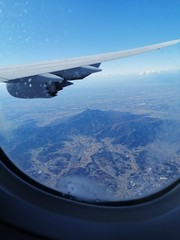Naklejka na ściany i meble View from the airplane window, travelling to Japan 
