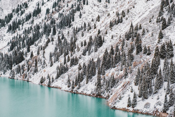 frozen lake in the mountains