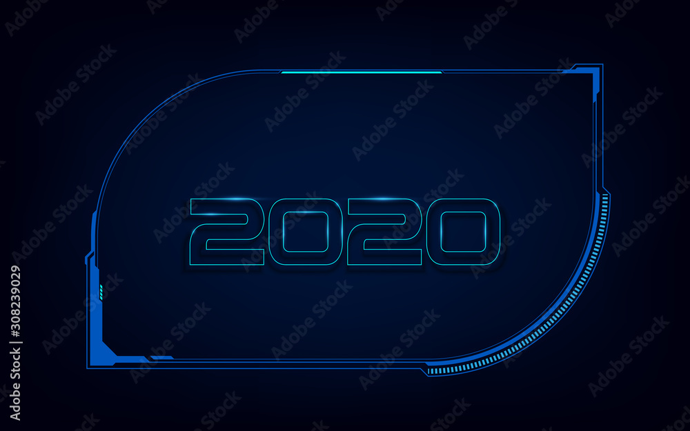 Poster abstract tech sci fi hologram frame template design 2020 background