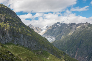 Naklejka na ściany i meble Panorama of mountains scene in national park Switzerland