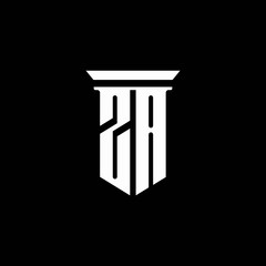 ZA monogram logo with emblem style isolated on black background - obrazy, fototapety, plakaty