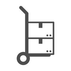 Handcart with boxes vector icon isolated on white background. Delivery stock vector illustration for web, mobile app and ui design.