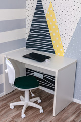 Workplace at a desk, in a children's room, home furnishings