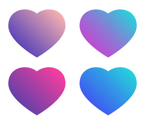 Hearts color vector illustration. Valentine day icons. Trandy color gradient heart shapes with copy space vector illustration for web, mobile app, ui design, print. Romantic love relationships concept