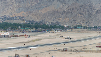 Ladakh, India - Jul 09 2019 - Vistara Airbus A320neo Taking off from Leh airport (Kushok Bakula...