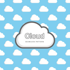 A seamless cloud pattern with a bog cloud icon