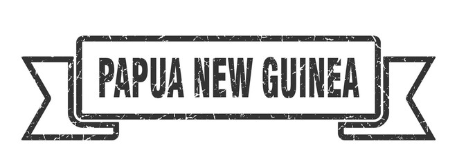 Papua New Guinea ribbon. Black Papua New Guinea grunge band sign