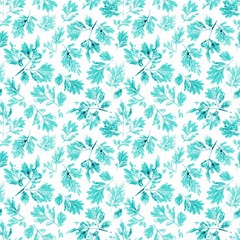 Seamless pattern of hand print leaves.