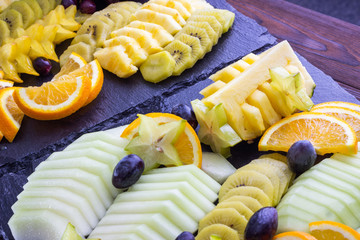 Sliced fruits on a plate