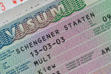 Visa stamp in passport
