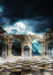 Ancient wall and full moon © AnnaPa