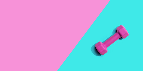 Dumbbell with hard shadow from above - overhead view