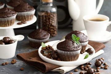 Coffee chocolate muffins for breakfast