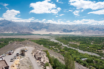 Fototapeta na wymiar Ladakh, India - Jul 10 2019 - Beautiful scenic view from Matho Village in Ladakh, Jammu and Kashmir, India.