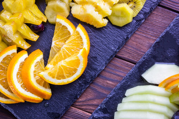 Sliced fruits on a plate