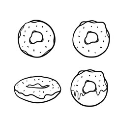 doodle donut illustration with hand drawn style isolated on white background