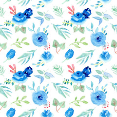 blue floral watercolour pattern