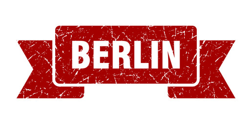 Berlin ribbon. Red Berlin grunge band sign