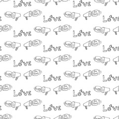 seamless pattern with signs of feminism and femininity