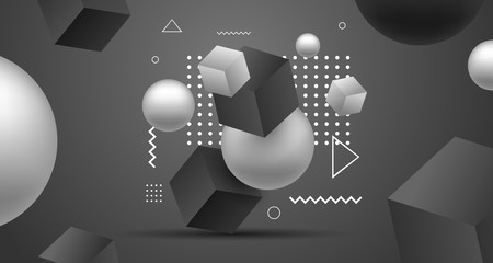 Abstract 3d geometri black and white background