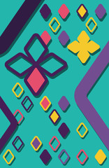 Vector abstract geometric background. Linear and contour objects of diamond shape. Complex contours in the form of a four-leaf clover. Paper art.