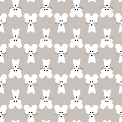 Seamless pattern with white rat mice as a symbol of the new 2020 year. vector