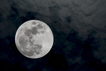 Full moon with blurred cloud in the dark night.