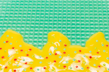 Sweet waffle background with cream.