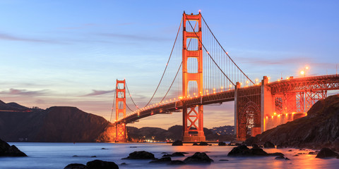 Golden Bridge de nuit - San Francisco - USA - obrazy, fototapety, plakaty