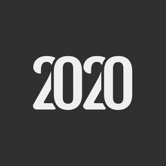 Happy New Year logo text design. Сreative cover for 2020 with wishes. Brochure design template, card, banner. Light letters on a dark background Vector Illustration.