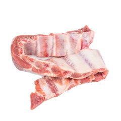 Large piece Raw meat pork spare rib isolated on white background.food concept for advertising
