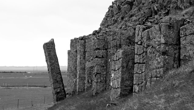 Old Basalt Columns Of Dverghamrar, Iceland