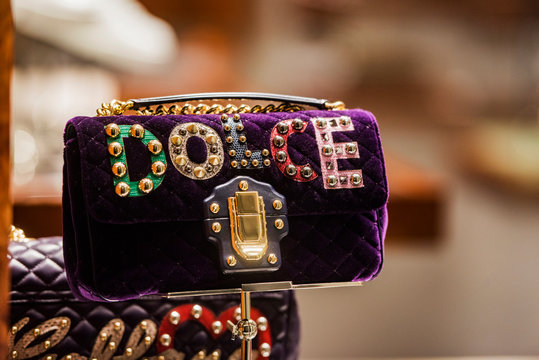 Milan, Italy &ndash; September 24, 2017: Dolce Gabbana  luxury bag in a store in Milan &ndash; taken during SS2018 Fashion Week.