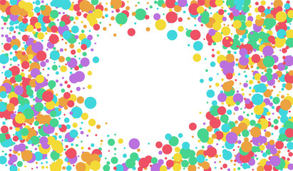 Yellow Polka Flying Invitation. Happy Dust Postcard. Abstract Background. Yellow Splash Happy Banner. Circle Vector Backdrop.