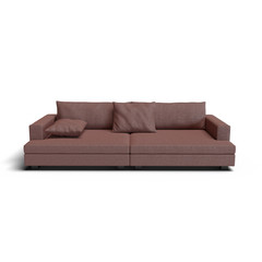 Font view of Sofa red leather for decoration design.