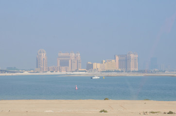 Naklejka premium Harbour and architecture of The Pearl, Doha, Qatar, Middle East