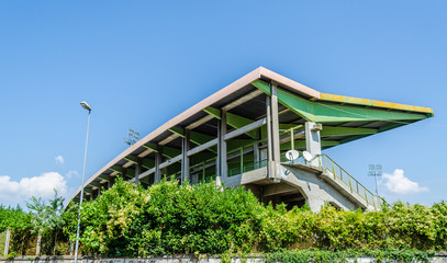 Concrete and metal stadium exterior stand built structure of Melani stadium in Pistoia, Tuscany, Italy © jakobusvide