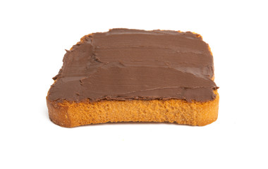 bread with chocolate cream isolated