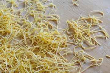 Homemade pasta with eggs 