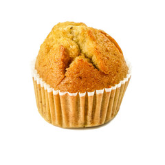 Banana muffin cupcakes isolated on white background.sweet dessert bakery.