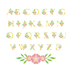 Flower font alphabet wedding 