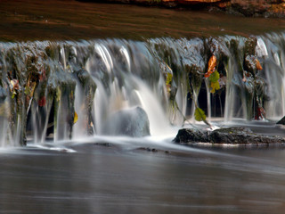 water stream in forest river, long exposure