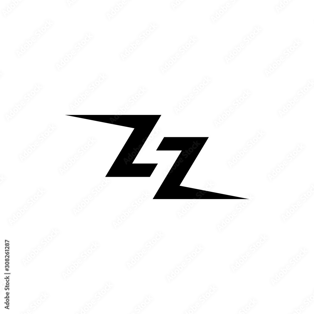 Wall mural zz letter blitz storm logo design vector